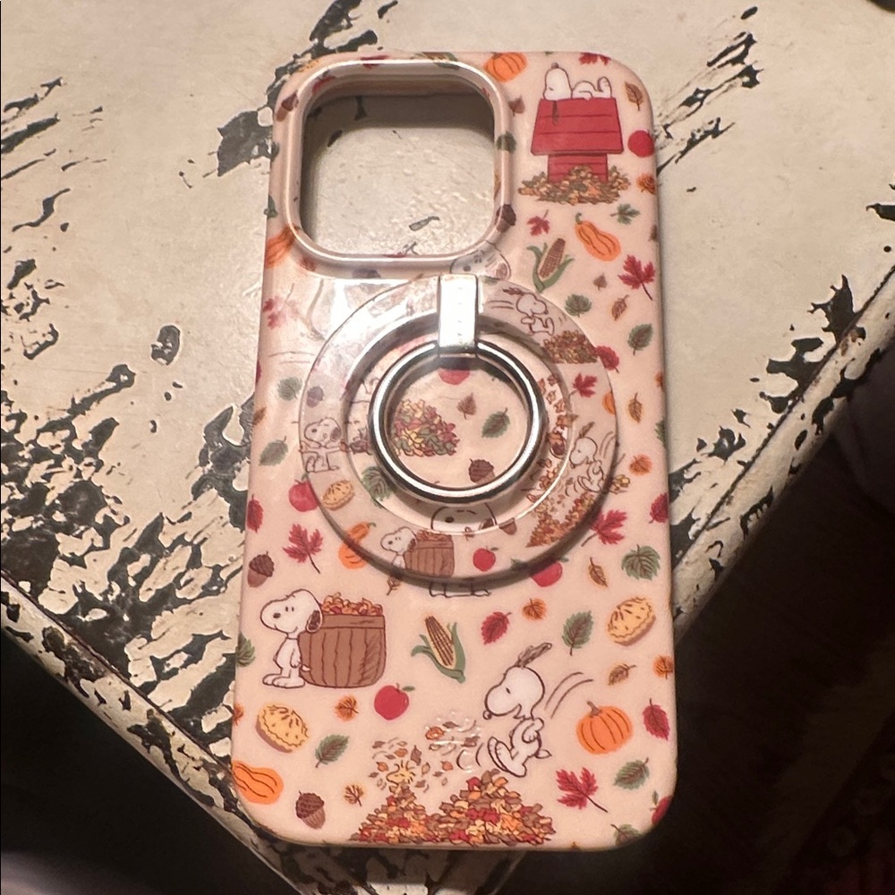 Snoopy Fall-Themed Phone Case with Ring Holder
